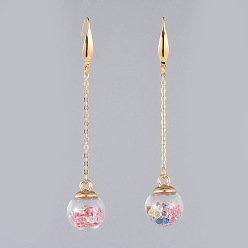 Colorful Glass Dangle Earrings, with Glass Rhinestones, CCB Plastic Findings, 316 Surgical Stainless Steel Earring Hooks and Brass Cable Chains, Colorful, 86mm, Pin: 0.8mm