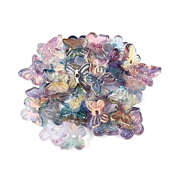 Coloré Galvanoplastie perles de verre transparentes, papillon, de couleur plaquée ab , demi-plaqué, colorées, 9.5x11x3.5~4mm, Trou: 1.2~1.4mm, environ2220 pcs / 1000 g