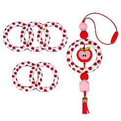 (52) Непрозрачная лаванда 5 шт. кольцо из экологически чистого пищевого силикона фокусные бусины, красочный, 65x9.5 мм, отверстие : 3 мм, внутренний диаметр: 44 мм