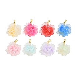 (52) Непрозрачная лаванда Стойки обшивки латунные подвески, cmолой, без кадмия и без свинца, долговечный, реальный 18 k позолоченный, цветок, разноцветные, 26x24x13 мм, отверстие : 4x2.5 мм
