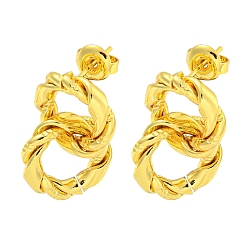 Real 18K Gold Plated 304 Stainless Steel Earrings, Annular, Real 18K Gold Plated, 23x15mm