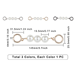 Mixed Color Bag Strap Chains Extender, Acrylic Beads & Iron Spring Gate Ring, for Bag Straps Replacement Accessories, Mixed Color, 145mm, 3pcs/box