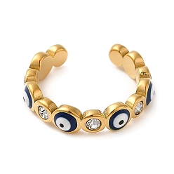 Темно-Синий Вакуумное покрытие pvd 304 эмалированные манжеты из нержавеющей стали с открытым глазом, темно-синий, внутренний диаметр: 17~17.5 мм