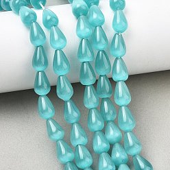 Бирюза Кошачие глаза, слеза, бирюзовые, 12x8~8.5 мм, отверстие : 1 мм, около 31 шт / нитка, 14.25~14.37'' (36.2~36.5 см)