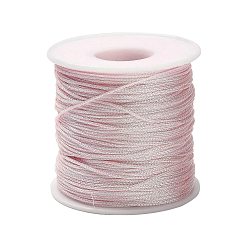 Pink 100м плетеный полиэфирный шнур, с пластиком для животных, для изготовления ювелирных изделий, круглые, розовые, 1 мм, около 109.36 ярдов (100 м) / рулон