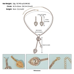 Золотой Комплект из серег-гвоздиков и ожерелий со стразами, украшения для женщин, слеза, золотые, 415 мм