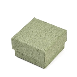 Темный Морско-зеленый Витрины для ювелирных изделий из бумаги, футляры для хранения колец, серег, ожерелий, браслетов, с губкой, квадратный, темно-зеленый, 5.2x5.2x3.3 см