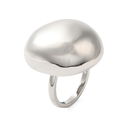 Платина Овальные латунные перстни для женщин, без кадмия и без свинца, платина, внутренний диаметр: 17 мм