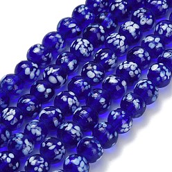 Темно-Синий Бусы лэмпворк ручной работы, круглые, темно-синий, 8 мм, отверстие : 2 мм, около 45 шт / нитка, 12.01'' (30.5 см)