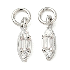 Платина Латунные микро проложить кубического циркония подвески, Очарование лошадиных глаз, долговечный, без кадмия и без свинца, стойки покрытие, с целью перехода в кольце, платина, 12x3.5x2.5 мм, отверстие : 3.3 мм