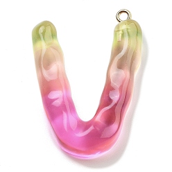 Letter V Смола подвеска, с обнаружением железного кольца, Письмо ~ Z, Буква V, 39.5x28x7.5 мм, отверстие : 2 мм