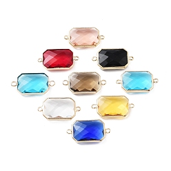 (52) Непрозрачная лаванда Стойка покрытие латунь паве стекло соединители подвески, прямоугольник ссылки, долговечный, золотые, разноцветные, 13.5x24.5x5.5 мм, отверстие : 1.8 мм