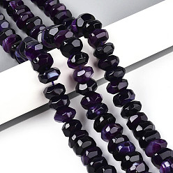 Индиго Природный агат бисер нитей, окрашенные, граненые, рондель, индиговые, 11~18x11~18x8~10 мм, отверстие : 1.2 мм, около 40~41 шт / нитка, 14.57~14.96 дюйм (37~38 см)