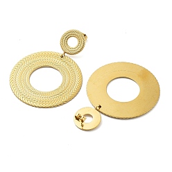 Плоский Круглый 304 серьги-гвоздики из нержавеющей стали для женщин, реальный 18 k позолоченный, плоско-круглые, 55x37 мм, штифты : 0.7 мм