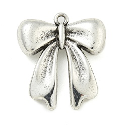 Античное Серебро Сплавочные подвески тибетского стиля, бантом, античное серебро, 25x22x6 мм, отверстие : 1.6 мм