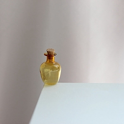 Желтый Мини стеклянные украшения, пустые бутылки желаний, с пробками, аксессуары для кукольного домика с микро-ландшафтом, притворяясь опорными украшениями, желтые, 20x27 мм