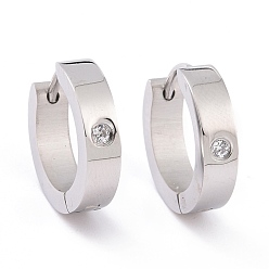 Нержавеющая Сталь Цвет Массивные серьги-кольца с кристаллами и стразами, 304 женские украшения из нержавеющей стали, цвет нержавеющей стали, 16x16.5x4 мм, штифты : 1 мм