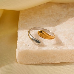 Золотой & Цвет Нержавеющей Стали Регулируемые 304 манжеты из нержавеющей стали для женщин, слеза, золотые и нержавеющая сталь цвет, 14 мм, размер США 6 1/2 (16.9 мм)