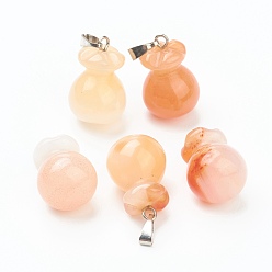 Carnelian Natural Carnelian Pendants, with Platinum Brass Findings, Lucky Bag, 20.5x13mm, Hole: 2.5x6mm