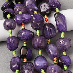 Фиолетовый Природный агат бисер нитей, окрашенная и подогревом, самородки, упавший камень, фиолетовые, 13.5~20.5x13.5~18x12~15 мм, отверстие : 1.2~1.5 мм, около 14~16 шт / нитка, 15.04~16.69'' (38.2~42.4 см)