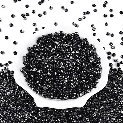 Черный Прозрачные внутри цветные стеклянные бусины, круглые, чёрные, 4x3 мм, отверстие : 1.4~1.5 мм, о: 7500 шт / 450 г