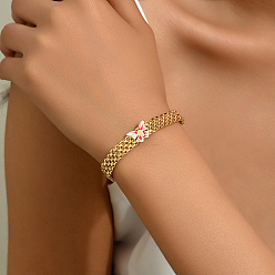 Золотой Браслеты из железной пантеры, эмалевые украшения-бабочки для женщин, золотые, внутренний диаметр: 7-1/2 дюйм (19 см)