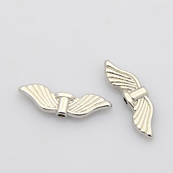 Платина Сплавочные овальные бусины тибетского стиля , крыло, без кадмия, без никеля и без свинца, платина, 21x6.5x2.5 мм, отверстие : 1.5 мм, Около 1005 шт / 1000 г