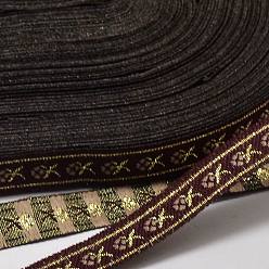 Coconut Brown Polyester Ribbons, with Fish Pattern, Jacquard Ribbon, Coconut Brown, 1/2 inch(12mm), 33yards/roll(30.1752m/roll)