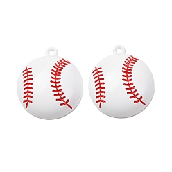 Rouge Pendentifs en alliage de peinture de cuisson, charmes de baseball, rouge, 39.5x34.5x10mm, Trou: 3mm