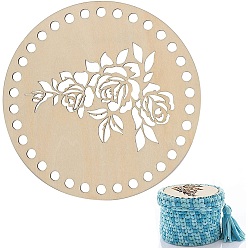 Цветок Дно деревянной сумки, деревянная плетеная основа, круглые, цветок, 140x4 мм