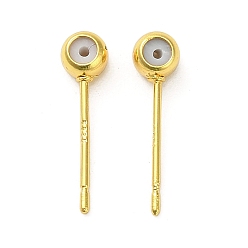 Настоящее золото 18K Латунные серьги, круглые, реальный 18 k позолоченный, 16x4.5x3.5 мм, отверстие : 0.8 мм, штифты : 0.7 мм
