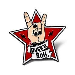 Звезда Значки с эмалью в стиле рок-н-ролл, дьявольская звезда, Черные металлические застежки для значков на лацкан для рюкзака или одежды, звезда, 34.5x34.5 мм