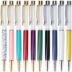 Mixed Color 10Pcs 10 Colors Creative Empty Tube Ballpoint Pens, with Black Ink Pen Refill Inside, for DIY Glitter Epoxy Resin Crystal Ballpoint Pen Herbarium Pen Making, Mixed Color, 140x10mm, 1pc/color