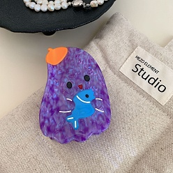 Фиолетовый Заколки для волос с когтями из ацетата целлюлозы (смола), баклажан, темно-фиолетовый, 82x53 мм