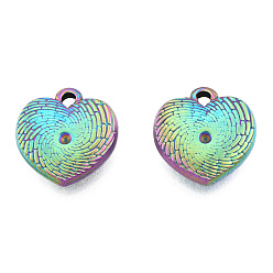 Rainbow Color Покрытие стойки 201 кулон из нержавеющей стали оправа со стразами, сердце, Радуга цветов, пригодный для стразов 1.8 мм, 16x15.5x3.5 мм, отверстие : 1.8 мм