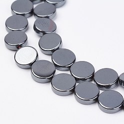 Non-magnetic Hematite Non-magnetic Synthetic Hematite Beads Strands, Flat Round, 6x2.5mm, Hole: 0.5mm, about 67pcs/strand, 15.55 inch