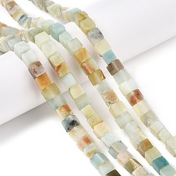 Flower Amazonite Натуральный цветок амазонитовые бусины пряди, кубические, 6~7x6~6.5x6~6.5 мм, отверстие : 1 мм, около 60~61 шт / нитка, 15~15.366'' (38.1~39 см)