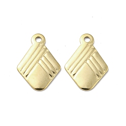 Real 14K Gold Plated 304 Stainless Steel Charms, Rhombus Charms, Real 14K Gold Plated, 13x9x1mm, Hole: 1.3mm