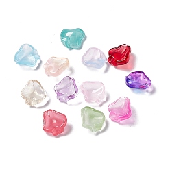 Mixed Color Transparent Spray Painted Glass Pendants, Petal Shape Charms, Mixed Color, 15.5~16x15~15.5x6.5~7mm, Hole: 1.2mm