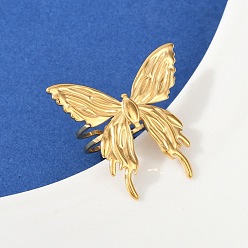 Золотой 304 из нержавеющей стали манжеты кольца, бабочка, золотые, 32x30 мм, внутренний диаметр: 17 мм