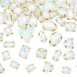 Белый Пришивание страз с помощью утюга и стекла, разнообразные, граненые, белые, 10~18.5x7.5~19.5x5~8 мм, отверстие : 1~1.5 мм, 50 шт / пакет