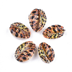 Colorful Printed Cowrie Shell Beads, No Hole/Undrilled, Colorful, 20~25x13~17x7~8mm