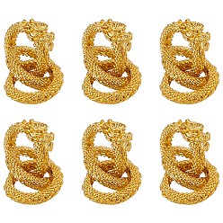 Golden 6Pcs Brass Beads, Dragon, Golden, 25mm