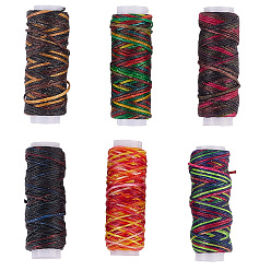 (52) Непрозрачная лаванда 6 рулоны 6 цвета плоские сегментные окрашенные вощеные хлопковые шнуры, разноцветные, 1 мм, около 13.12 ярдов (12 м) / рулон, 1 рулон / цвет