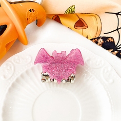 Ярко-Розовый Акриловые заколки для волос на тему Хэллоуина для девочек и женщин, с блеском порошок, летучая мышь, ярко-розовый, 35x50x40 мм