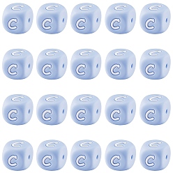 Letter C 20Pcs Blue Cube Letter Silicone Beads 12x12x12mm Square Dice Alphabet Beads with 2mm Hole Spacer Loose Letter Beads for Bracelet Necklace Jewelry Making, Letter.C, 12mm, Hole: 2mm