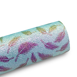 чертополох Ткань из искусственной кожи с рисунком радужных перьев, для поделок ремесел, прямоугольные, чертополох, 1350x300x0.7 мм