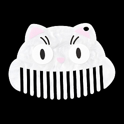 Белый Большие подвески из ацетата целлюлозы (смолы) с печатью, Очаровательная фигурка кошки, белые, 44x60x2 мм