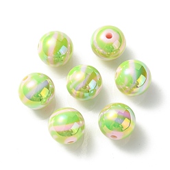 Зеленый УФ-покрытие радужными переливающимися акриловыми бусинами, круглые, зелёные, 16 мм, отверстие : 3 мм