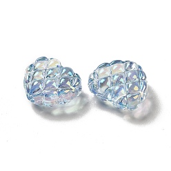 Steel Blue Transparent Acrylic Beads, Heart, Steel Blue, 17.2~17.4x20~20.4x9.6mm, Hole: 3~3.2mm